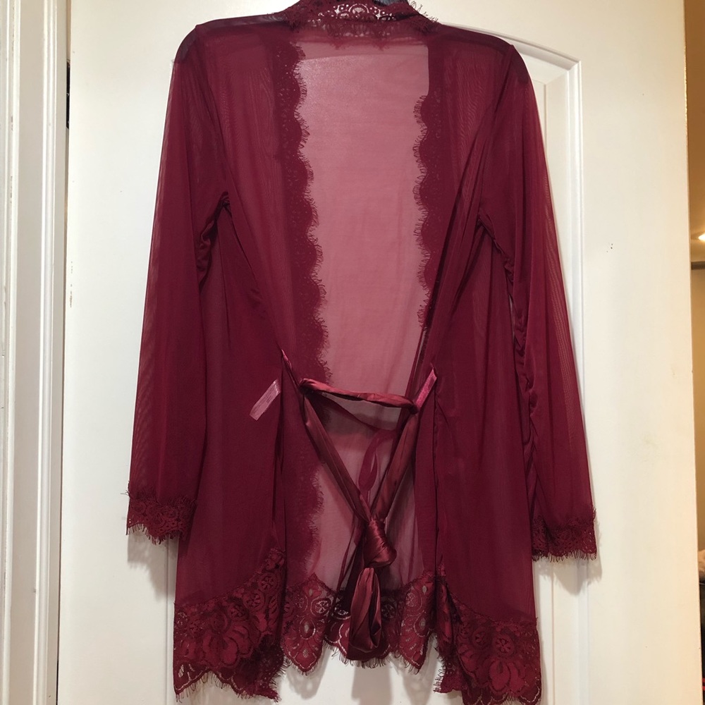 Maroon Mesh Robe